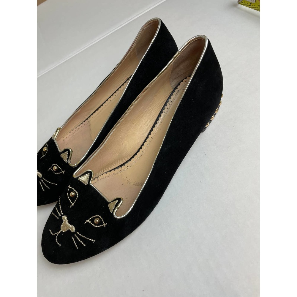Charlotte Olympia Embroidered Velvet Kitty flats - Picture 3 of 12
